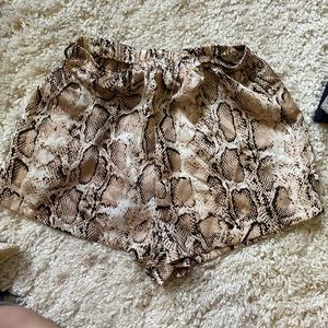 Snake Print Silk Shorts